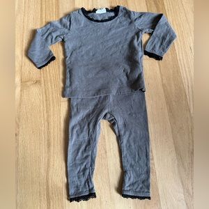 Enfant 100% cotton boutique baby pajamas pointelle with lace trim Sz 9m